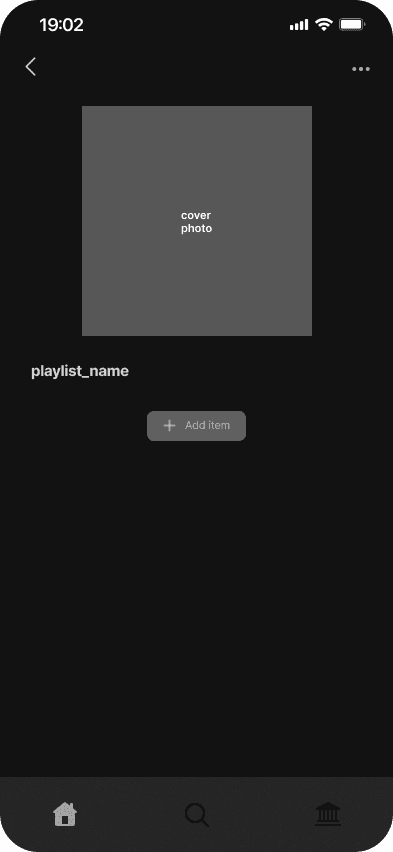 Early prototype of the add-item state on a collection